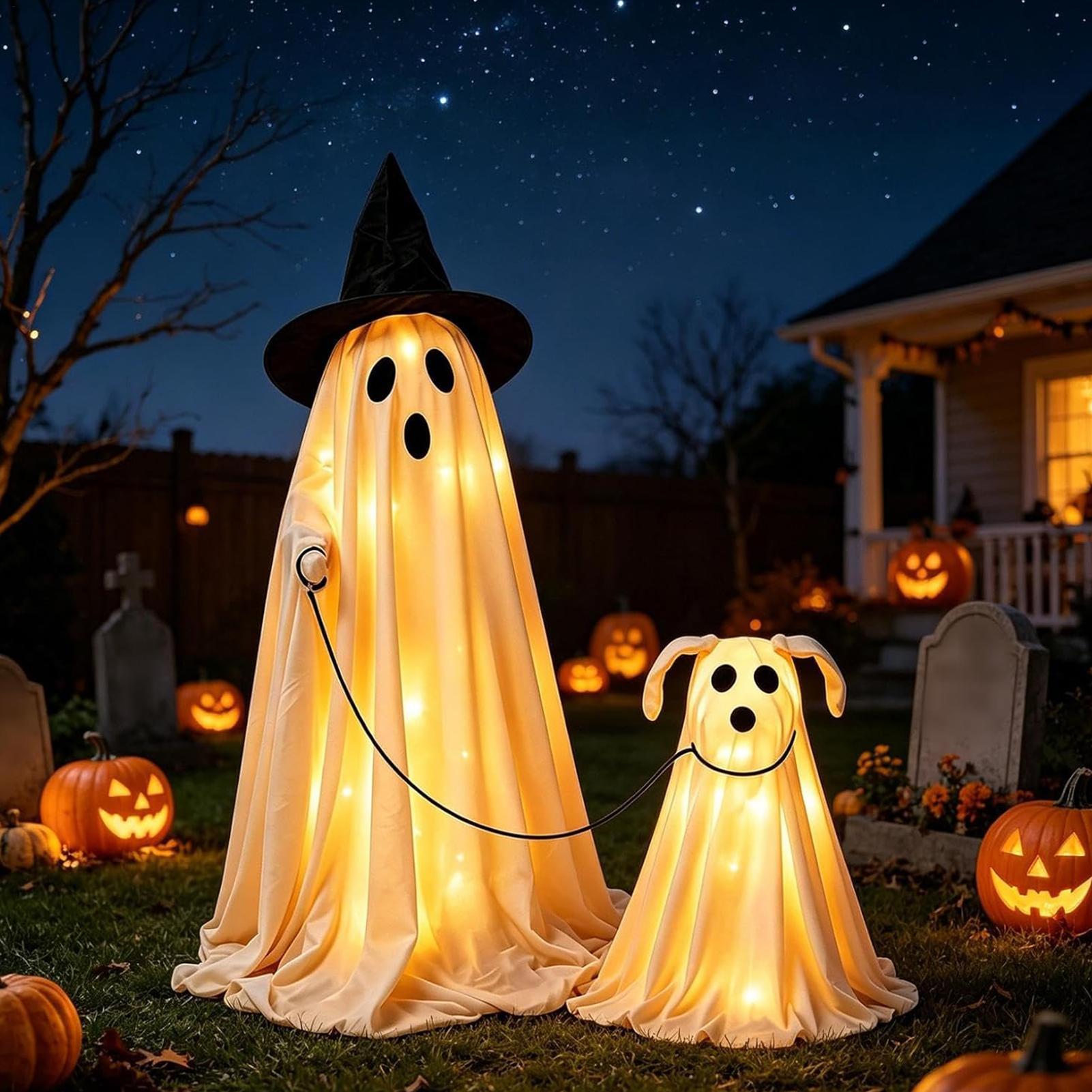 Outdoor Lighting Effects - Zestaw podświetlanych diodami LED psów-duchów z