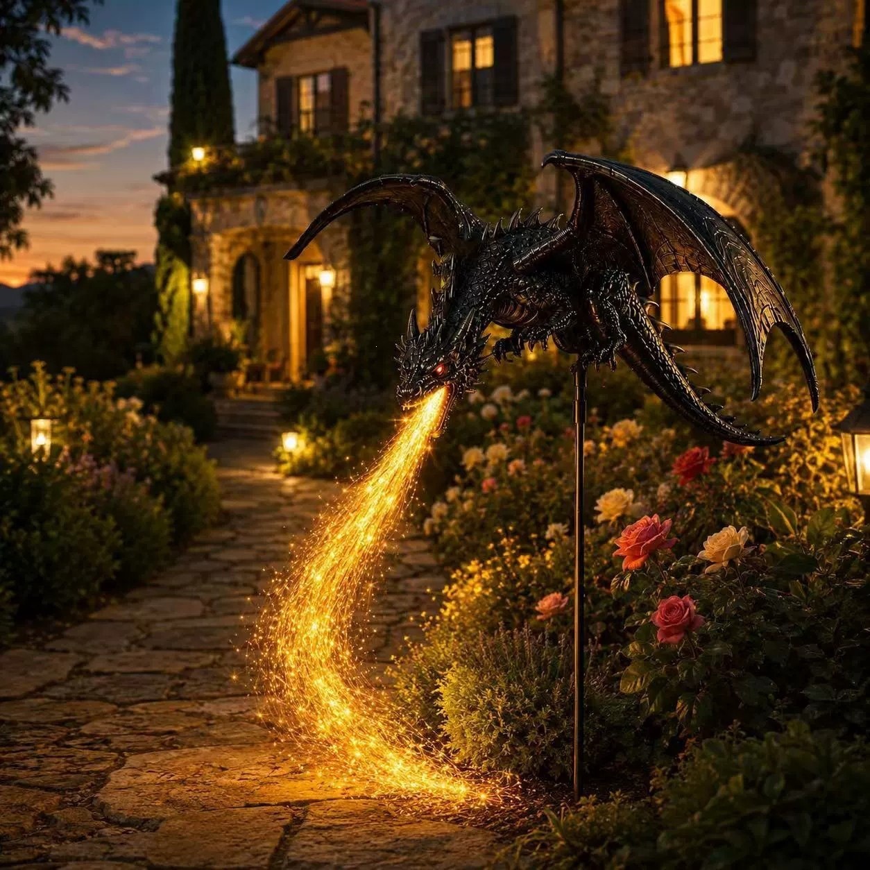 Outdoor Lighting Pathway - Lampa ogrodowa w kształcie smoka zasilana